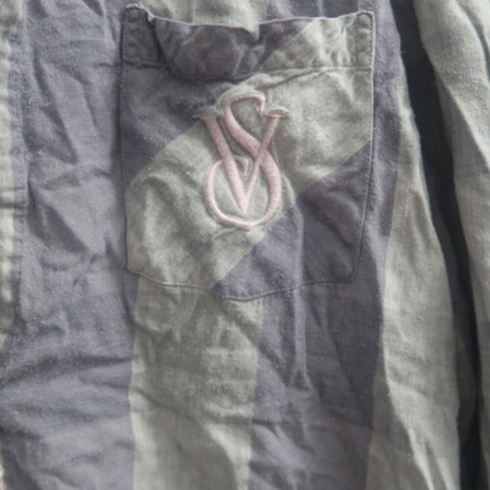 Victoria's Secret buffalo plaid pj pajamas sleepwear set in blue size large. - Picture 11 of 14